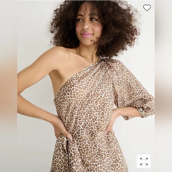 NWT J. Crew One-shoulder ruffle-hem dress in leopard, size 2